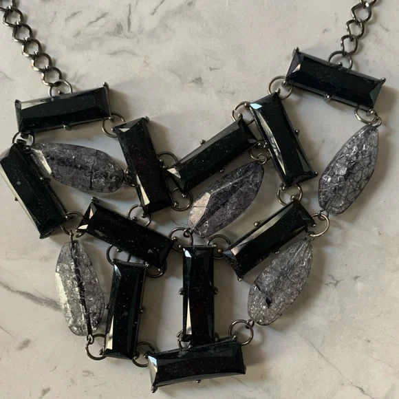 New York & Company Womens Adjustable Black and Silver Beaded Statement Necklace - Picture 6 of 8